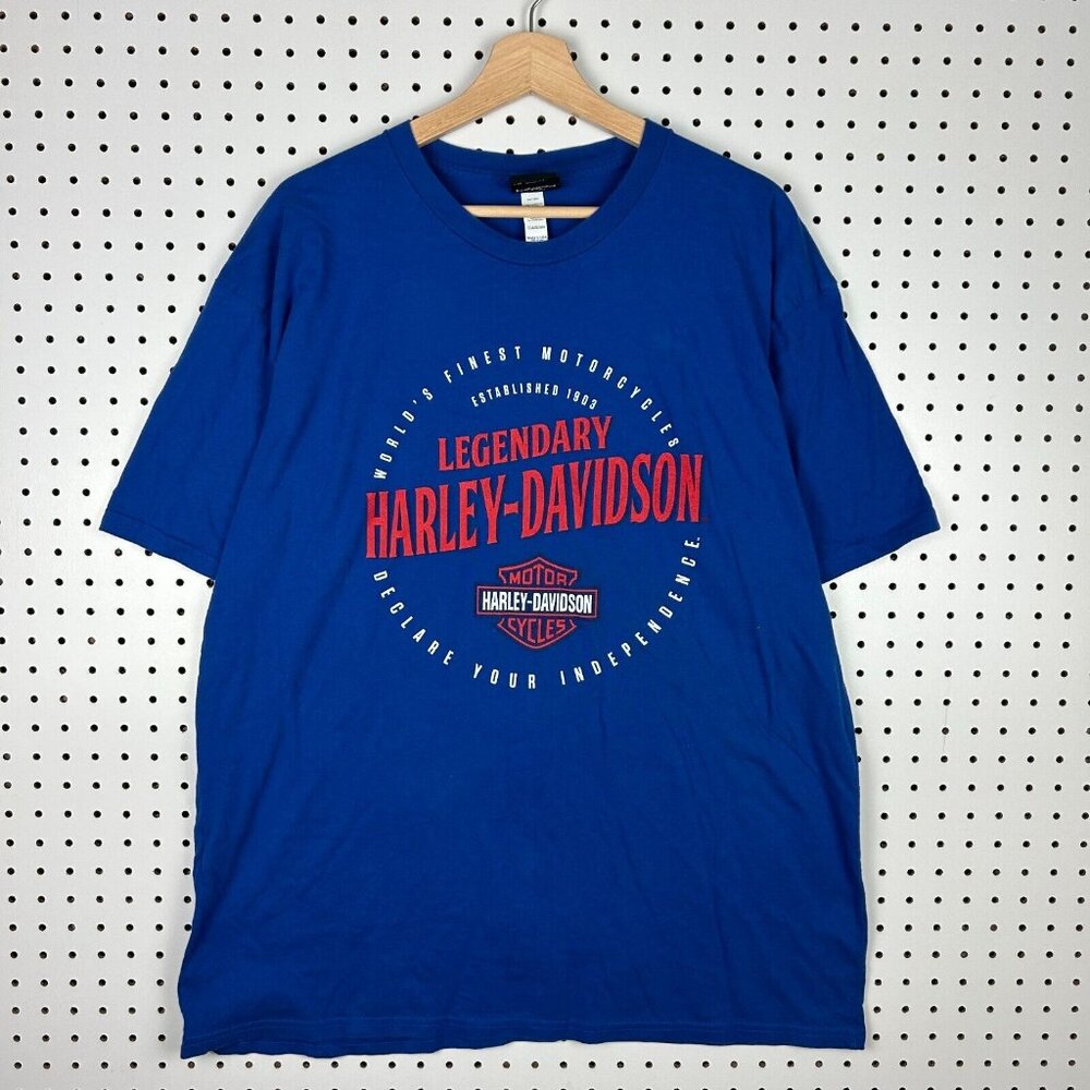 Harley Davidson Motorcycle Biker T Shirt Sz XL Blue Red Heart of Dixie Pelham AL